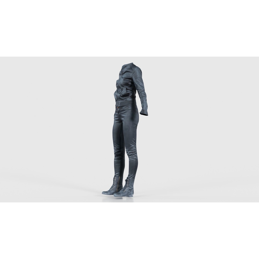 Leather Combo Outfit 3D Model – Low Poly Female Clothing, FBX, PBR - View 27