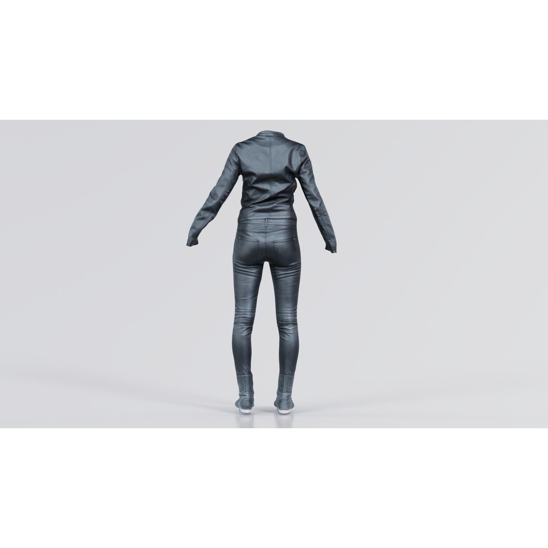 Leather Combo Outfit 3D Model – Low Poly Female Clothing, FBX, PBR - View 3