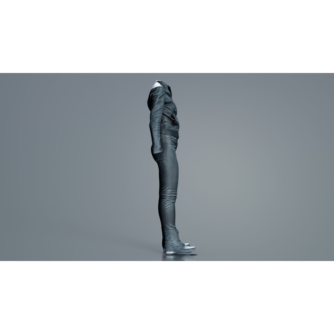 Leather Combo Outfit 3D Model – Low Poly Female Clothing, FBX, PBR - View 4