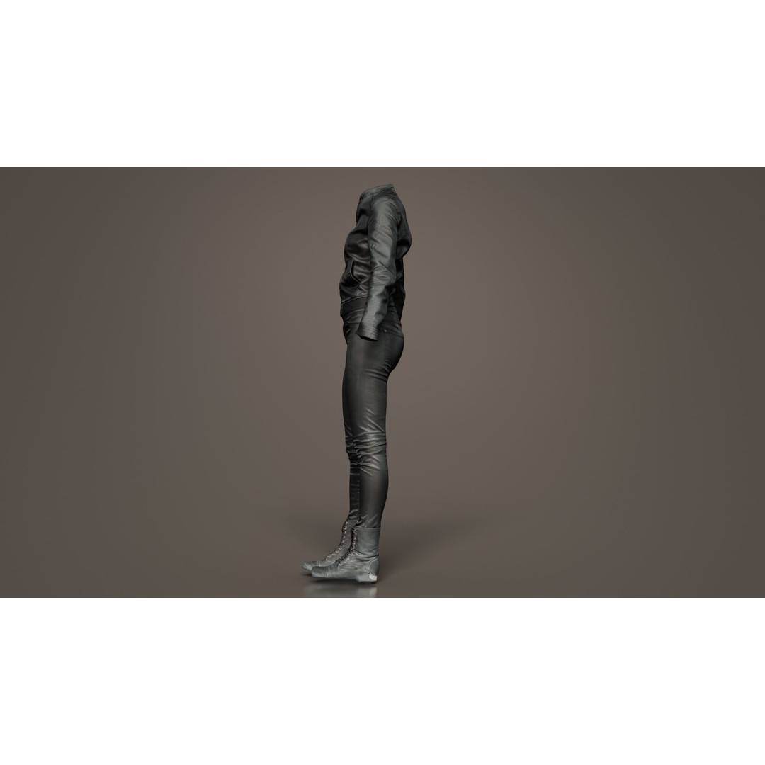 Leather Combo Outfit 3D Model – Low Poly Female Clothing, FBX, PBR - View 5