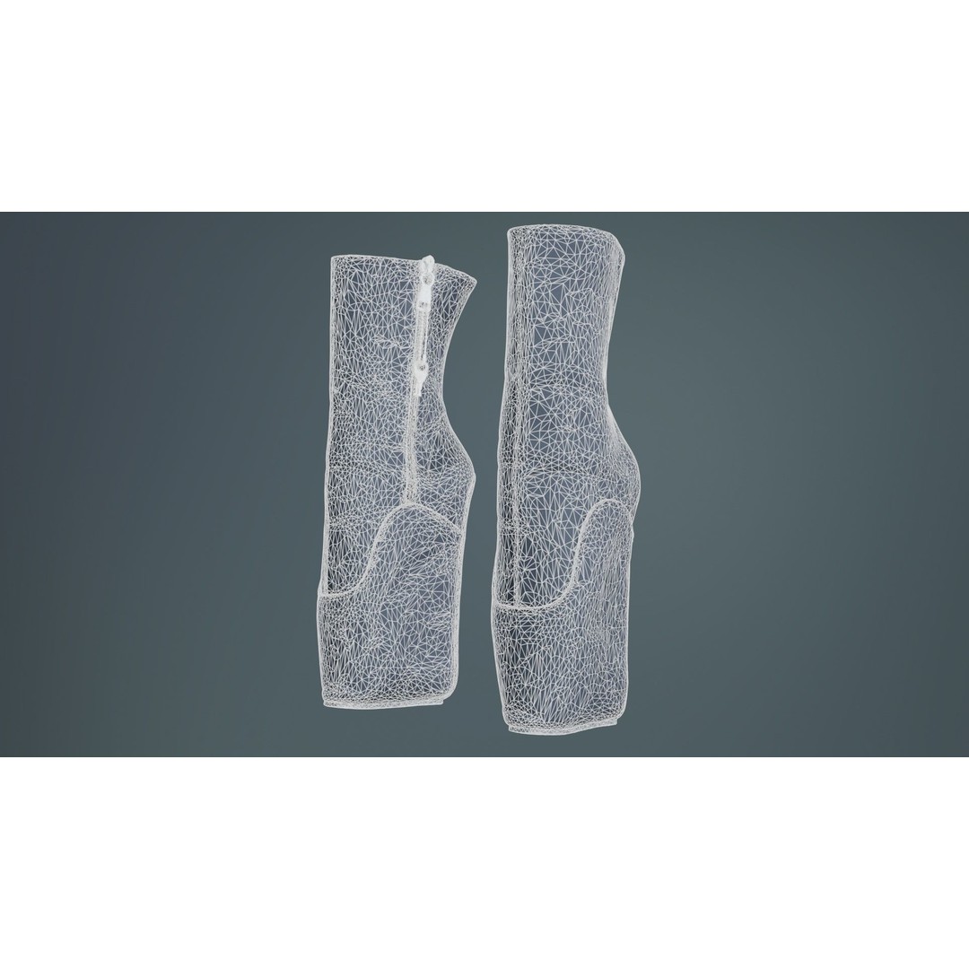 Block Ballet Boots 3D Model – Low Poly Game Asset, FBX, OBJ - View 11