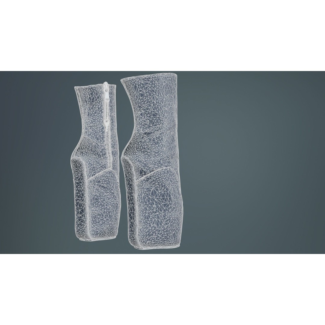 Block Ballet Boots 3D Model – Low Poly Game Asset, FBX, OBJ - View 12