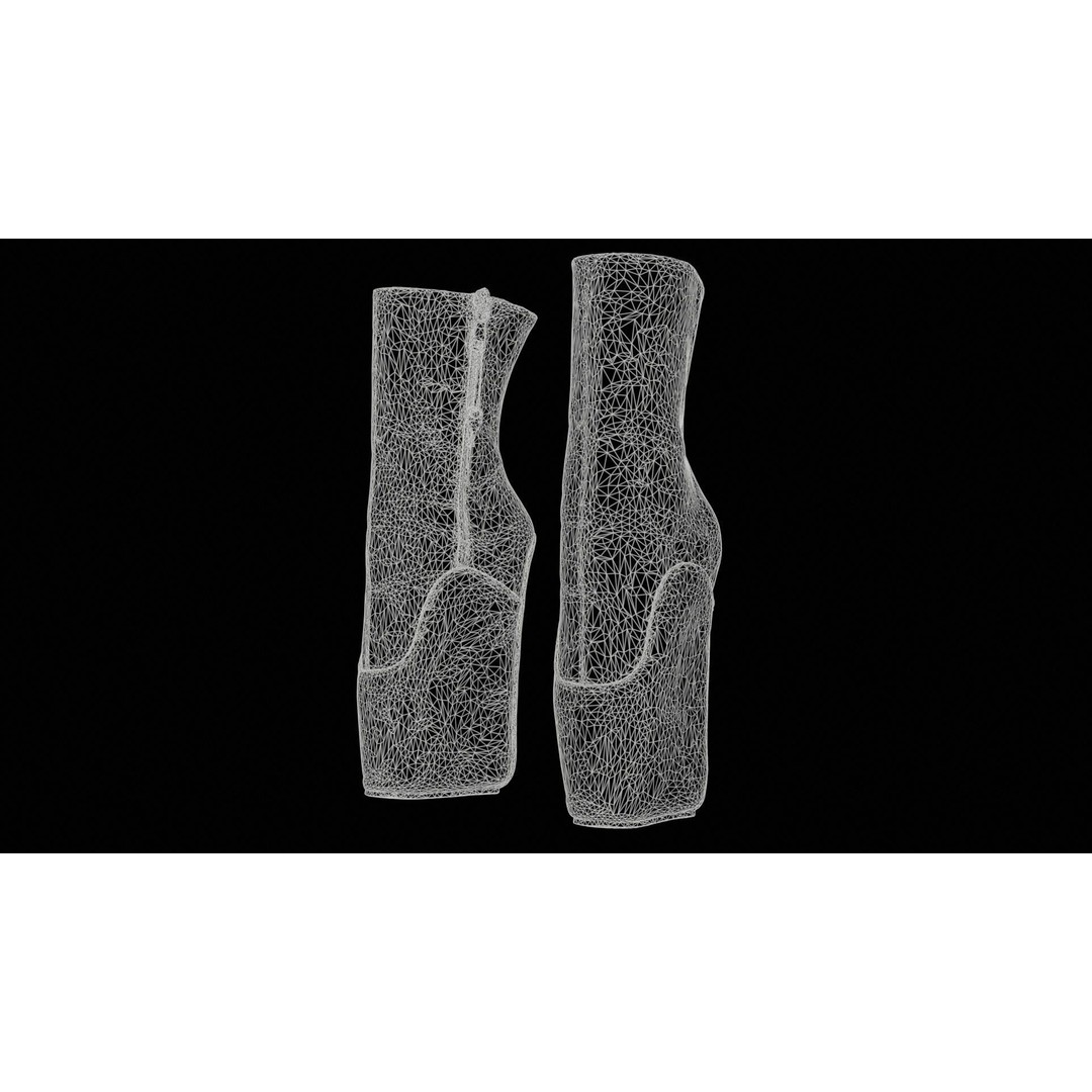 Block Ballet Boots 3D Model – Low Poly Game Asset, FBX, OBJ - View 13