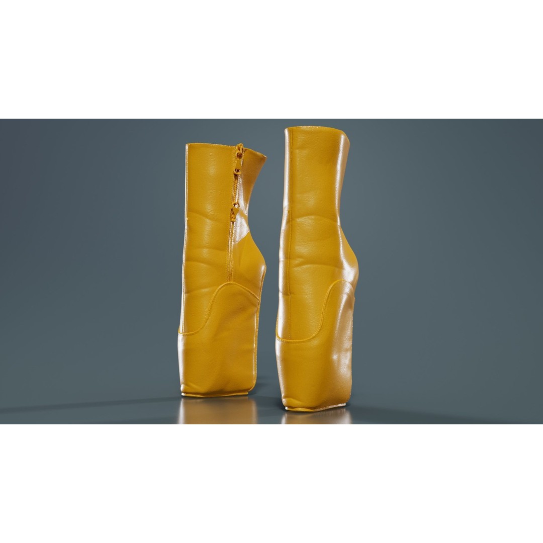Block Ballet Boots 3D Model – Low Poly Game Asset, FBX, OBJ - View 14