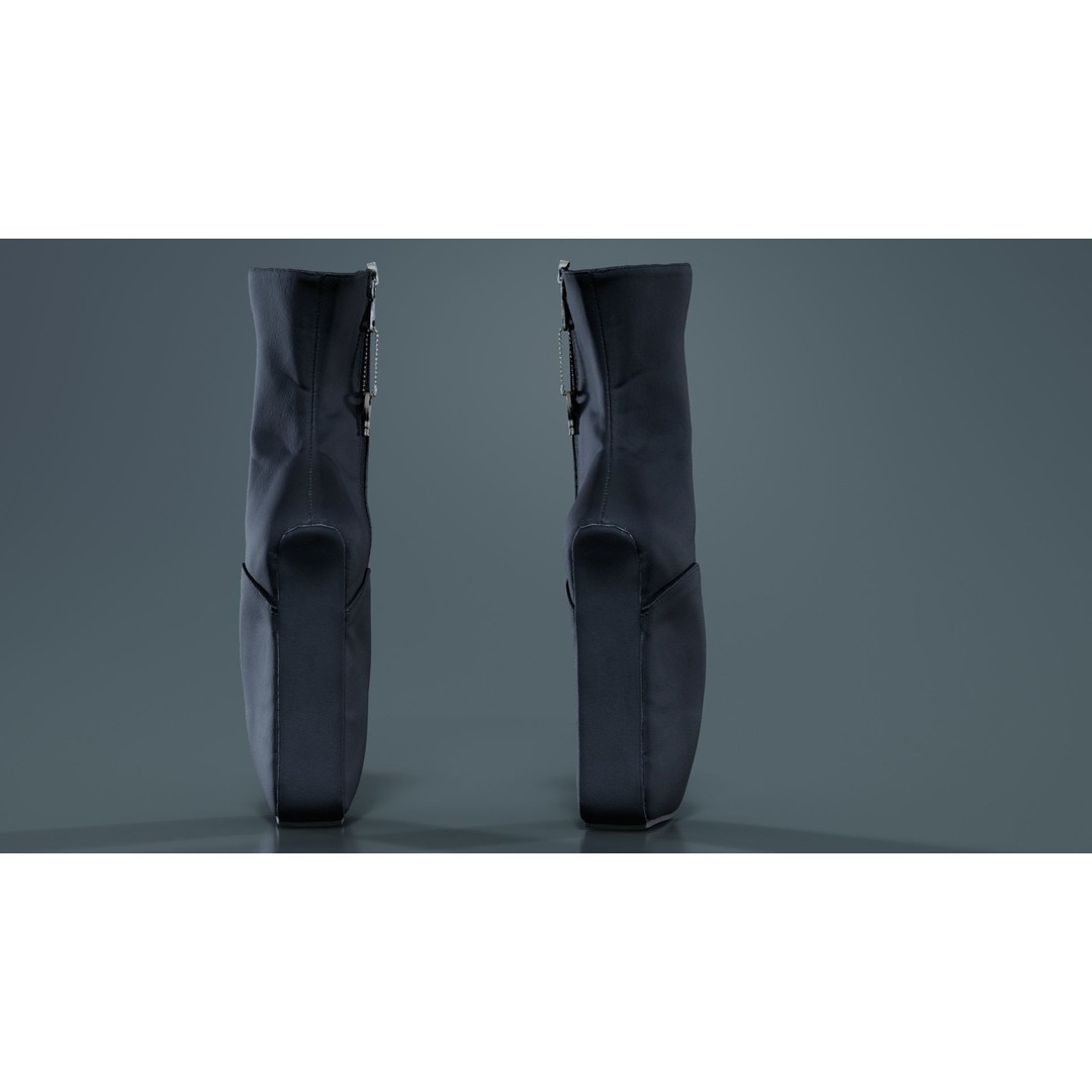 Block Ballet Boots 3D Model – Low Poly Game Asset, FBX, OBJ - View 3