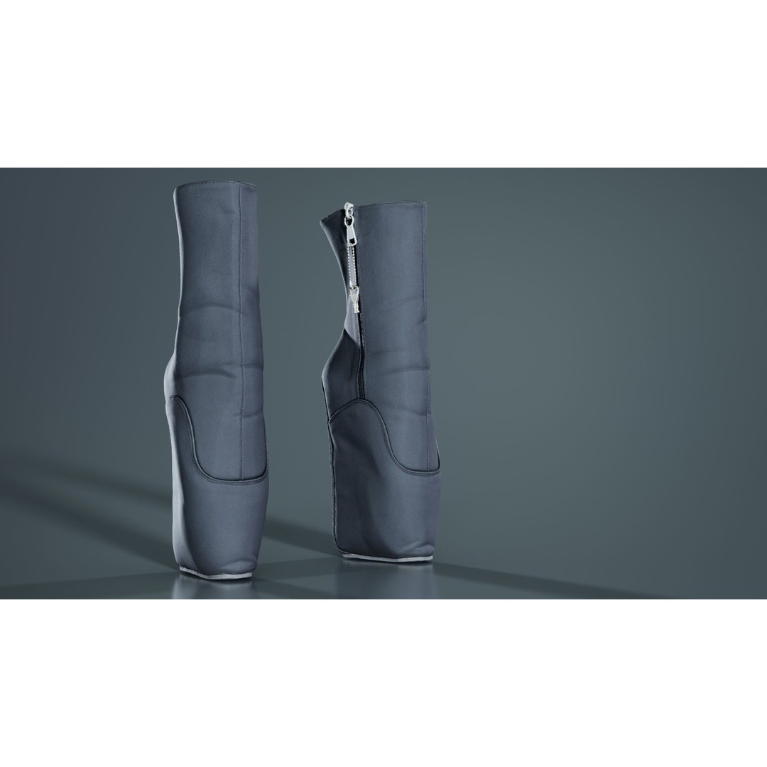 Block Ballet Boots 3D Model – Low Poly Game Asset, FBX, OBJ - View 4