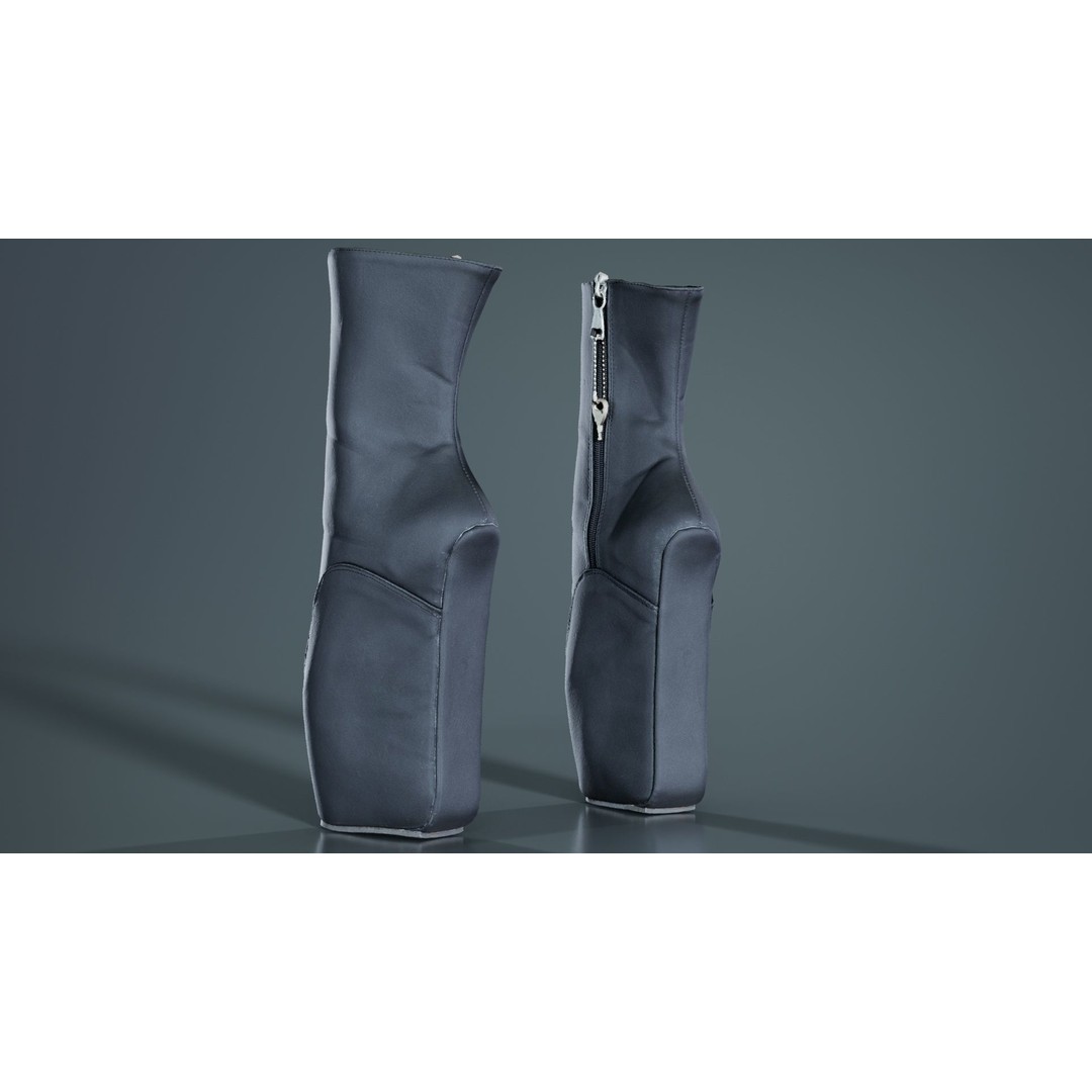 Block Ballet Boots 3D Model – Low Poly Game Asset, FBX, OBJ - View 8