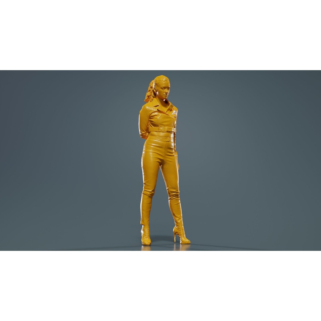 Woman in Heels 3D Model – Low Poly Character in Red Leather Costume - View 14