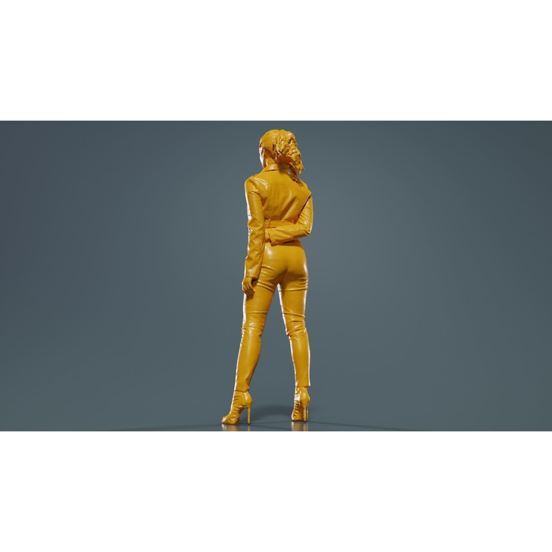 Woman in Heels 3D Model – Low Poly Character in Red Leather Costume - View 15