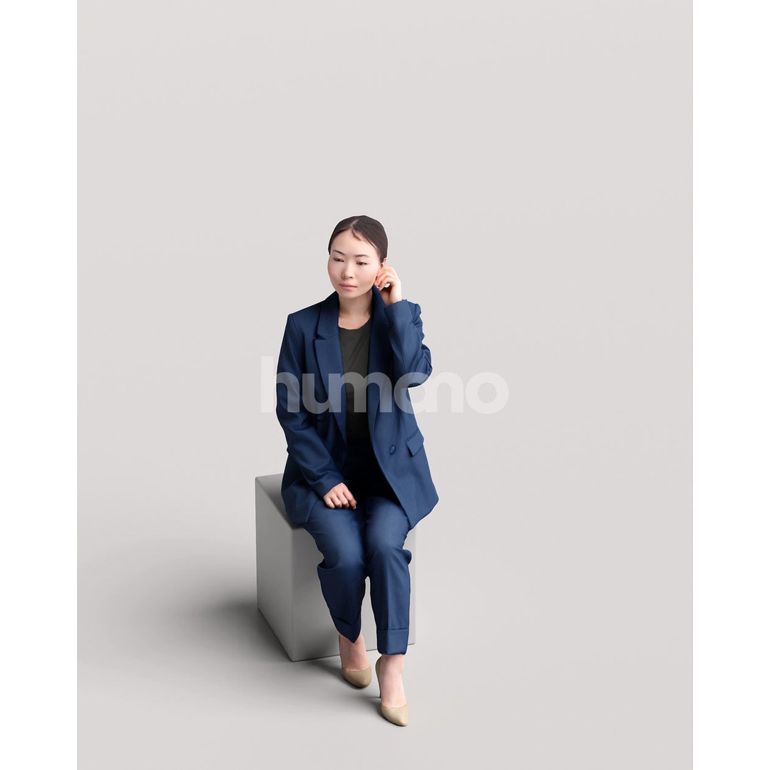 Business Woman 3D Model – Realistic Sitting Character, PBR Textures - View 10
