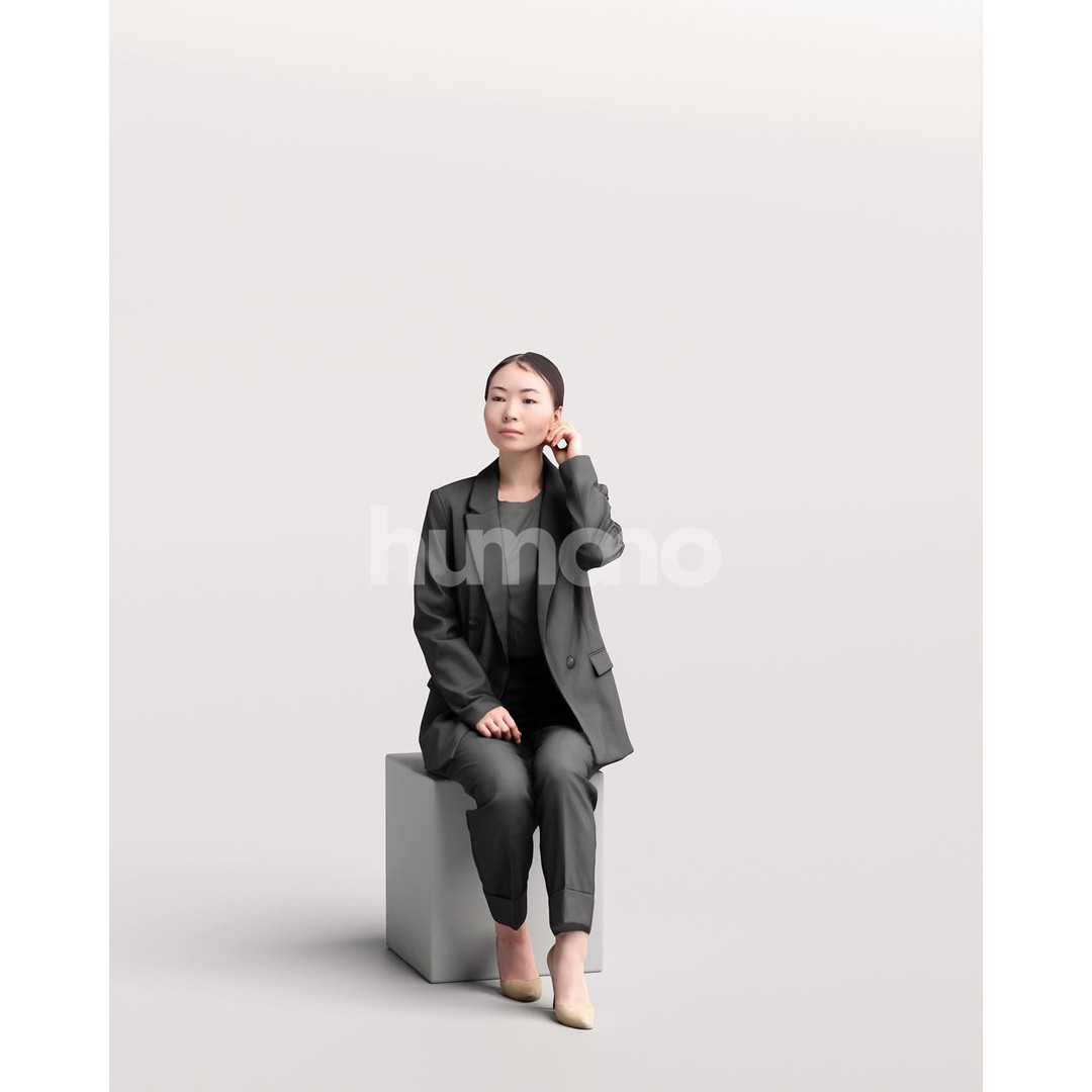 Business Woman 3D Model – Realistic Sitting Character, PBR Textures - View 12