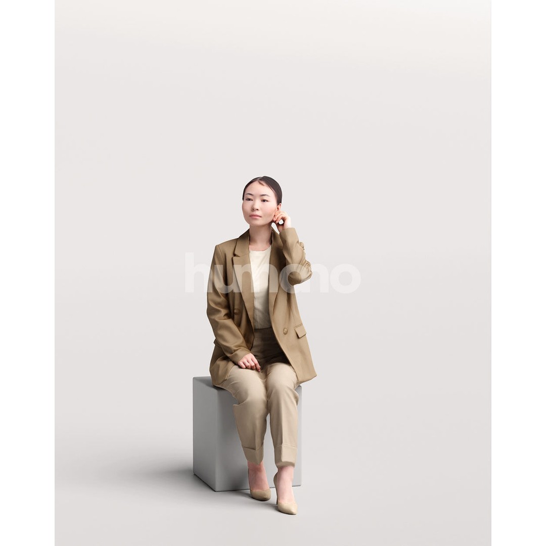 Business Woman 3D Model – Realistic Sitting Character, PBR Textures - View 13