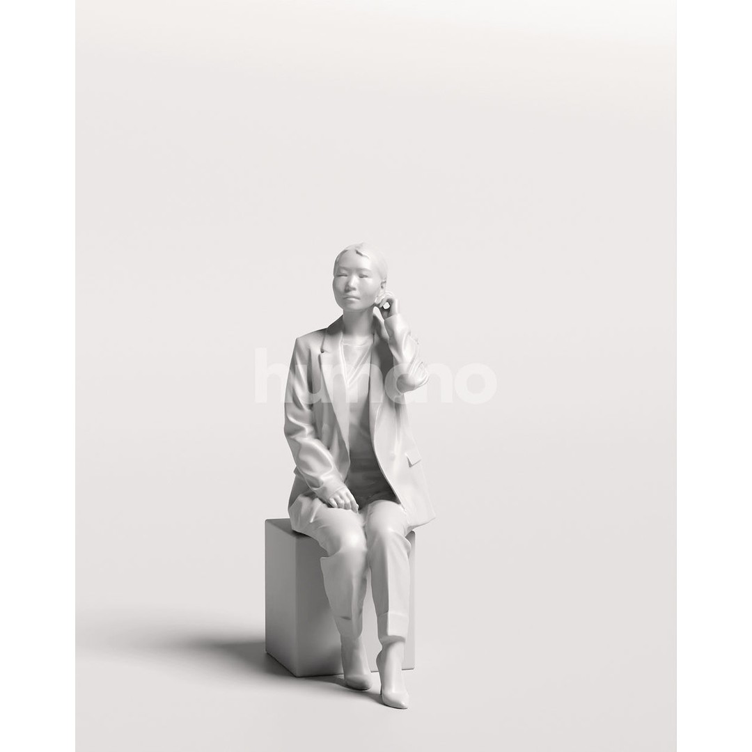 Business Woman 3D Model – Realistic Sitting Character, PBR Textures - View 14