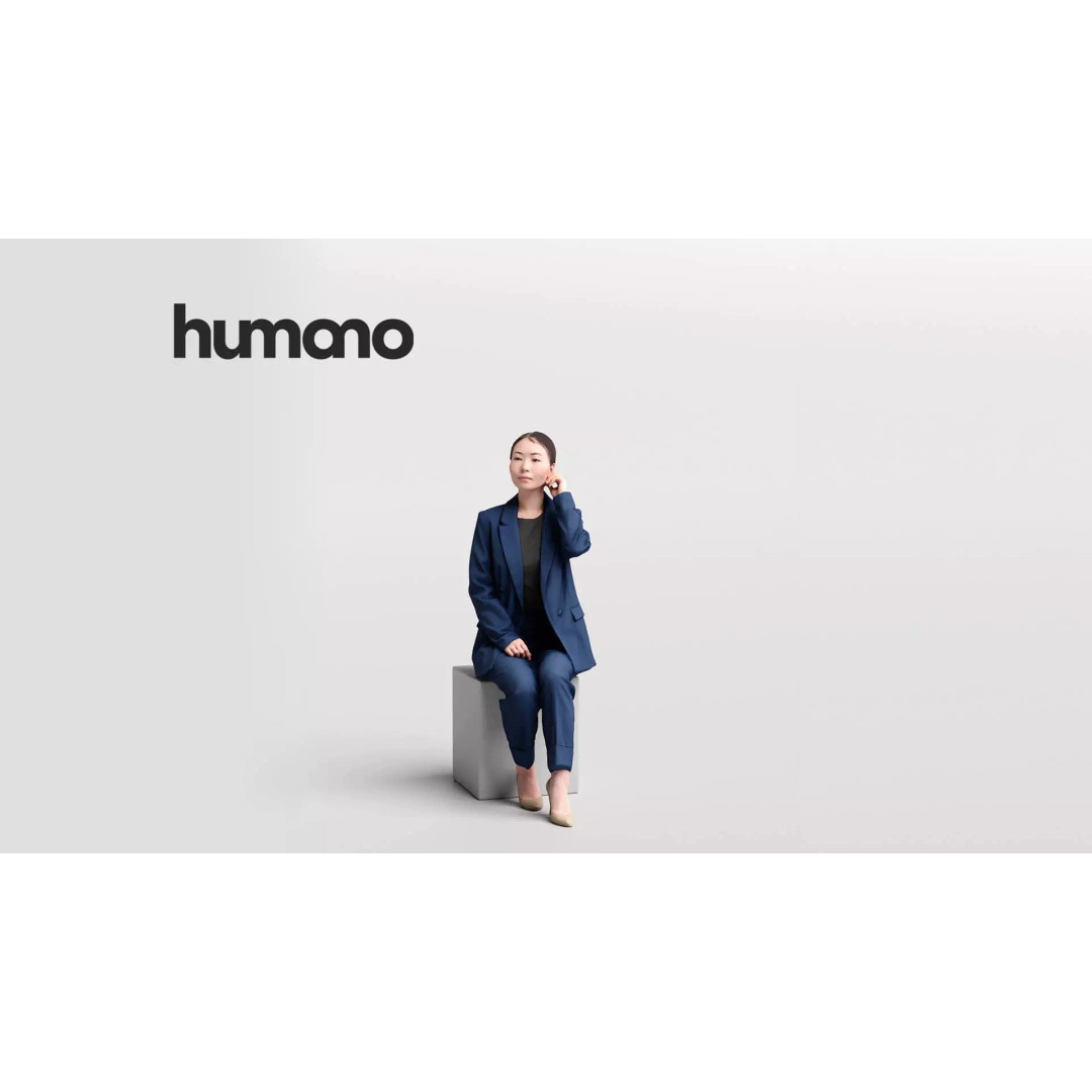 Business Woman 3D Model – Realistic Sitting Character, PBR Textures - View 2