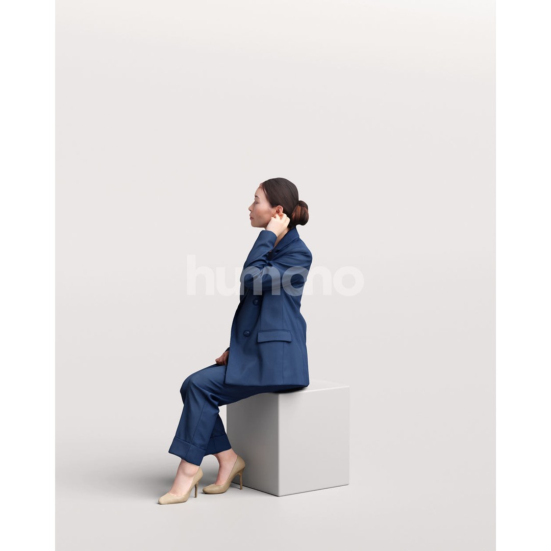 Business Woman 3D Model – Realistic Sitting Character, PBR Textures - View 7
