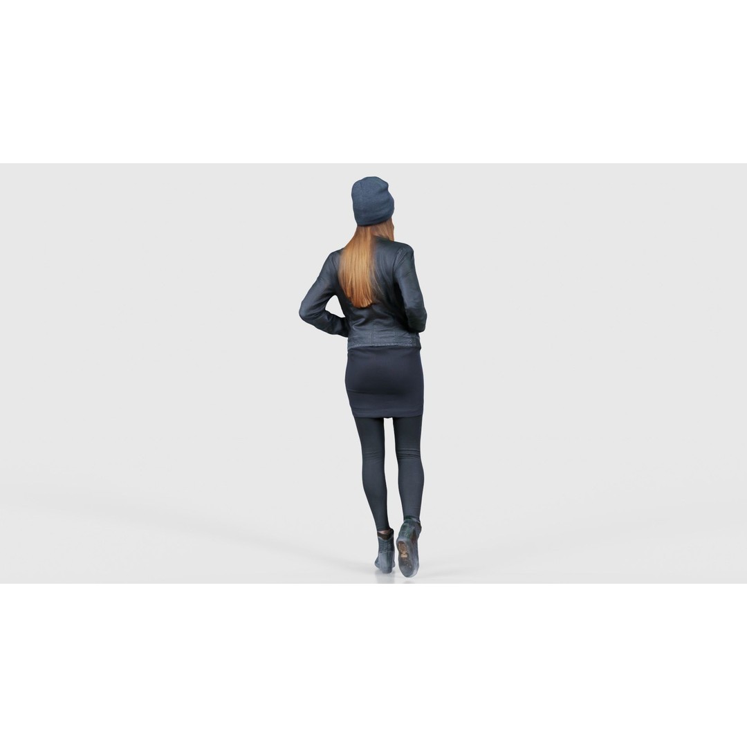 Woman 3D Model – Low Poly Character in Bright Dress and Hat - View 21