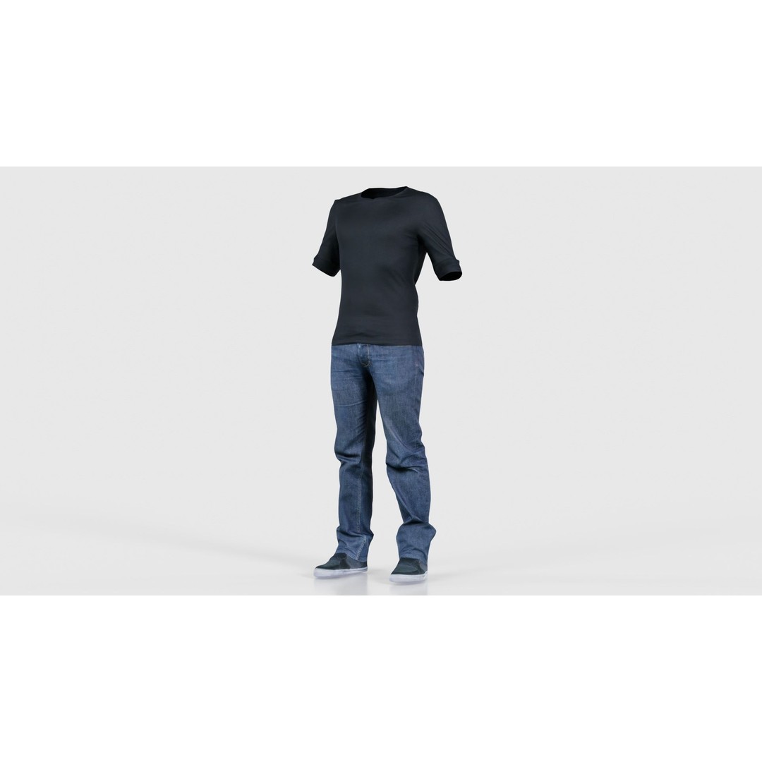 Casual Outfit 3D Model – Low Poly Male Character in Jeans and T-Shirt