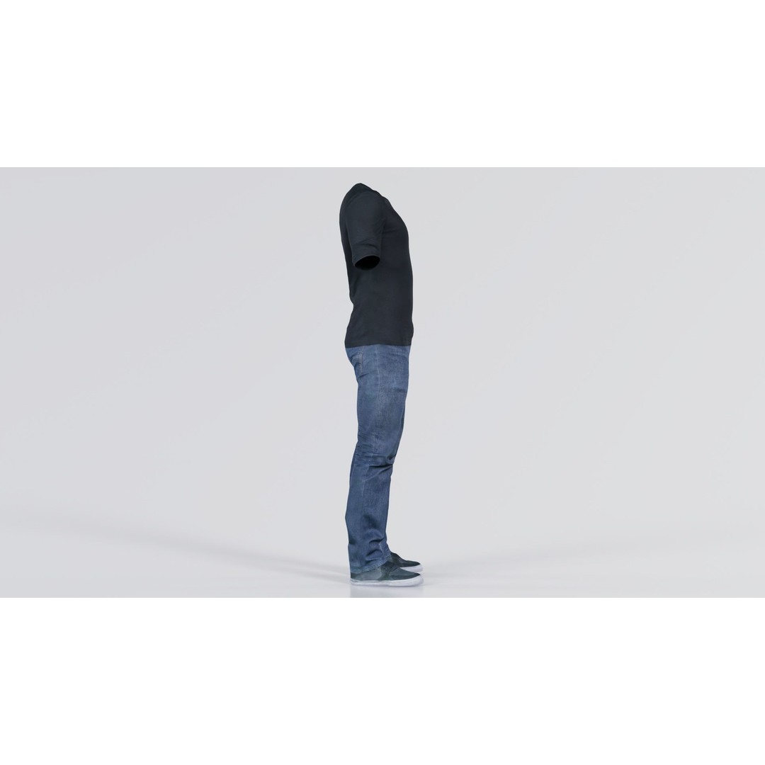 Casual Outfit 3D Model – Low Poly Male Character in Jeans and T-Shirt - View 10