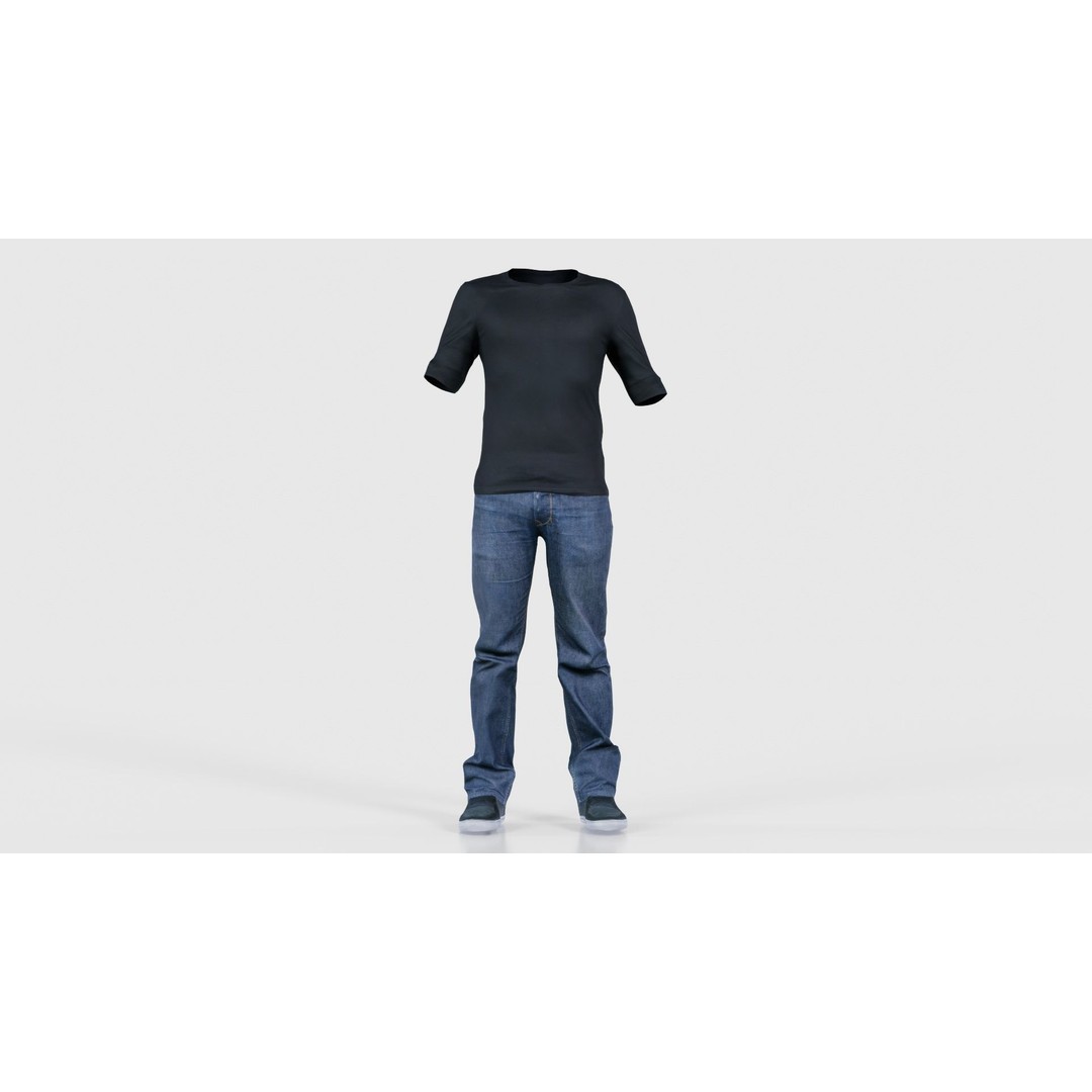 Casual Outfit 3D Model – Low Poly Male Character in Jeans and T-Shirt - View 17