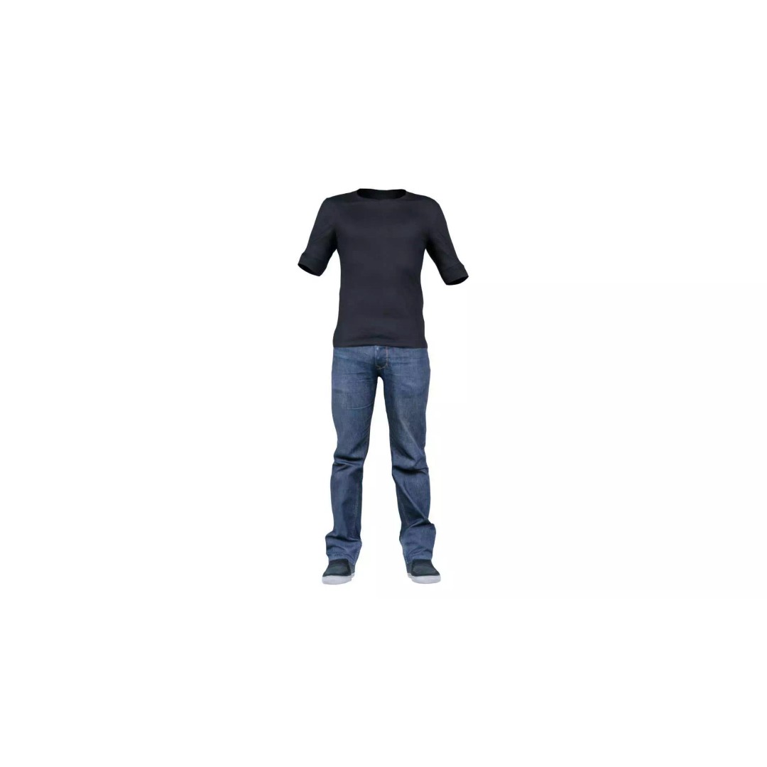 Casual Outfit 3D Model – Low Poly Male Character in Jeans and T-Shirt - View 2