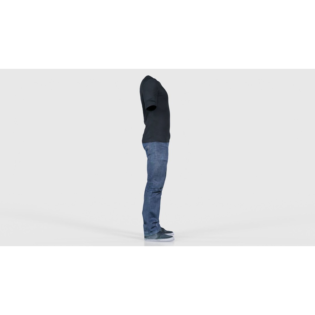 Casual Outfit 3D Model – Low Poly Male Character in Jeans and T-Shirt - View 20