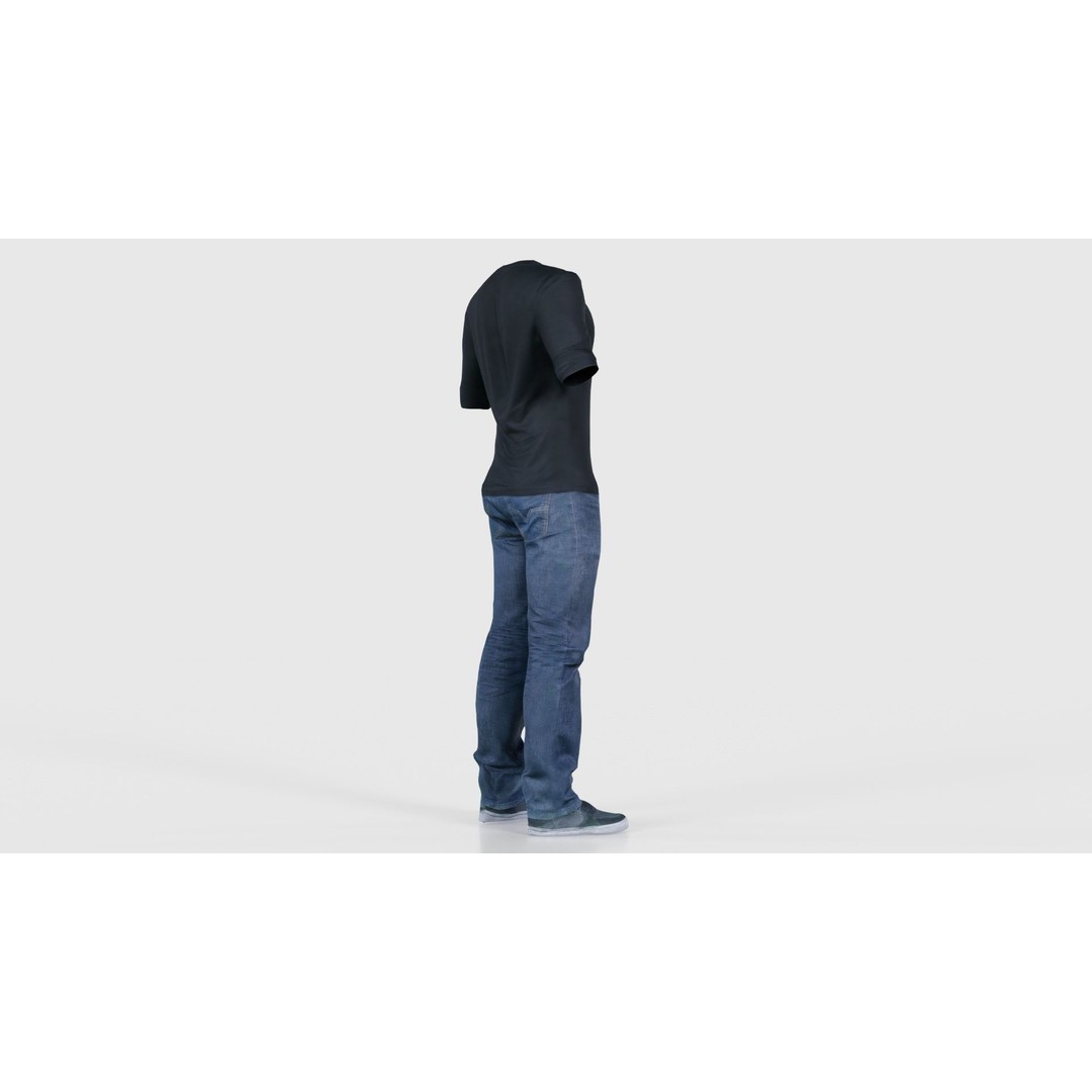 Casual Outfit 3D Model – Low Poly Male Character in Jeans and T-Shirt - View 21