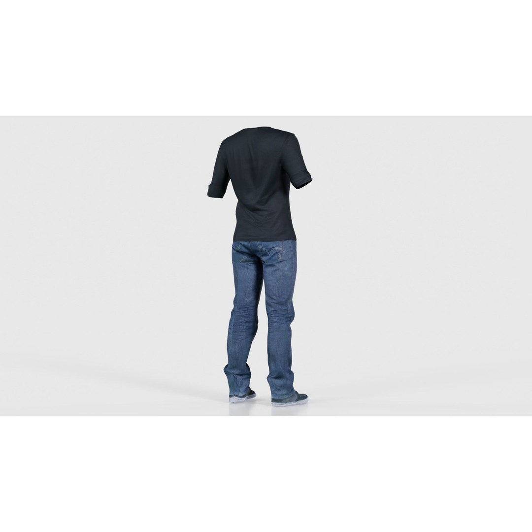 Casual Outfit 3D Model – Low Poly Male Character in Jeans and T-Shirt - View 22