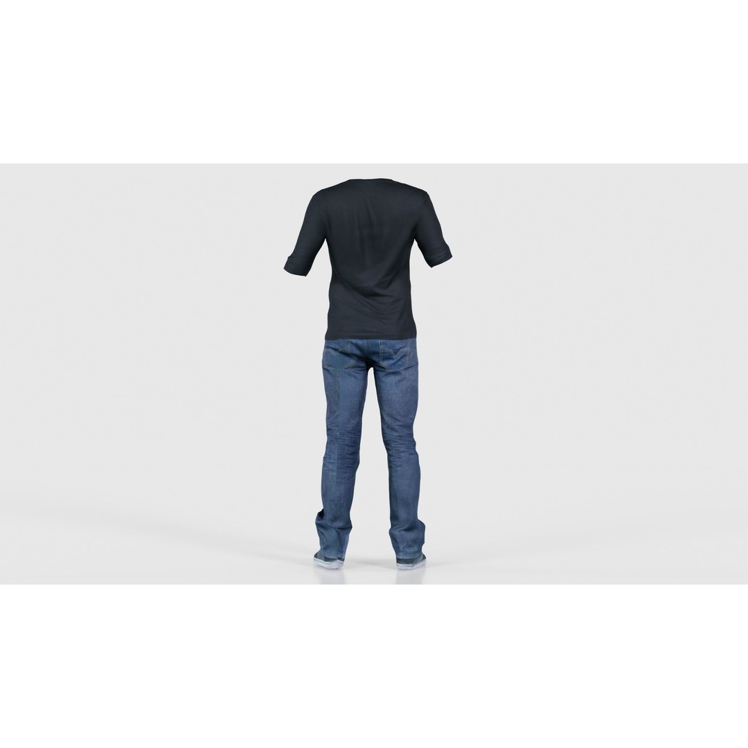 Casual Outfit 3D Model – Low Poly Male Character in Jeans and T-Shirt - View 23