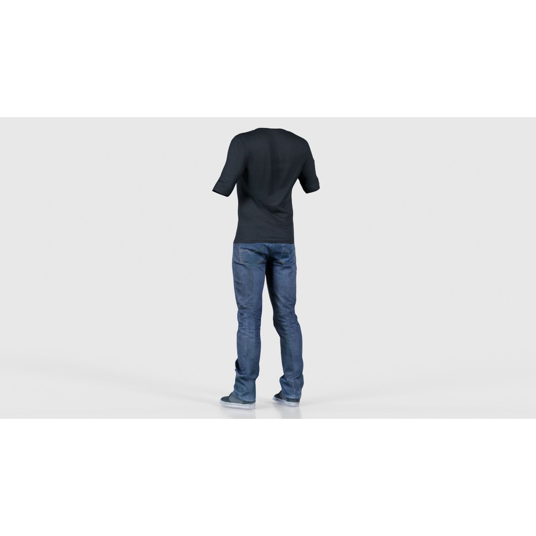 Casual Outfit 3D Model – Low Poly Male Character in Jeans and T-Shirt - View 24