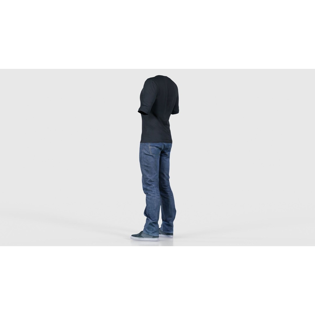 Casual Outfit 3D Model – Low Poly Male Character in Jeans and T-Shirt - View 25