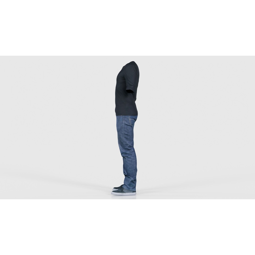 Casual Outfit 3D Model – Low Poly Male Character in Jeans and T-Shirt - View 26
