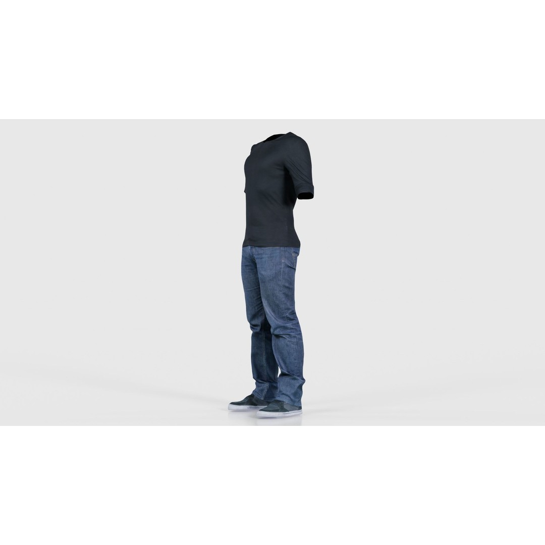 Casual Outfit 3D Model – Low Poly Male Character in Jeans and T-Shirt - View 27