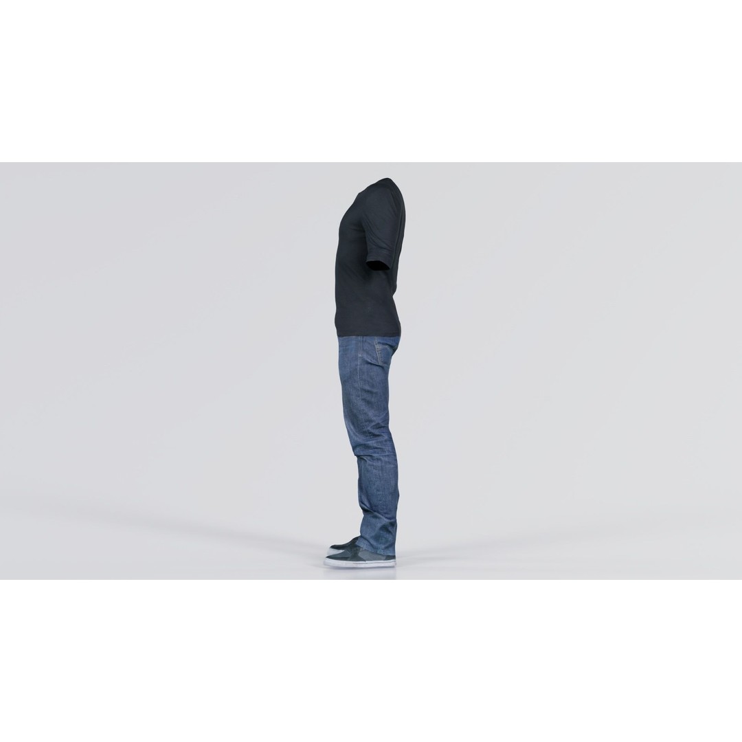Casual Outfit 3D Model – Low Poly Male Character in Jeans and T-Shirt - View 7