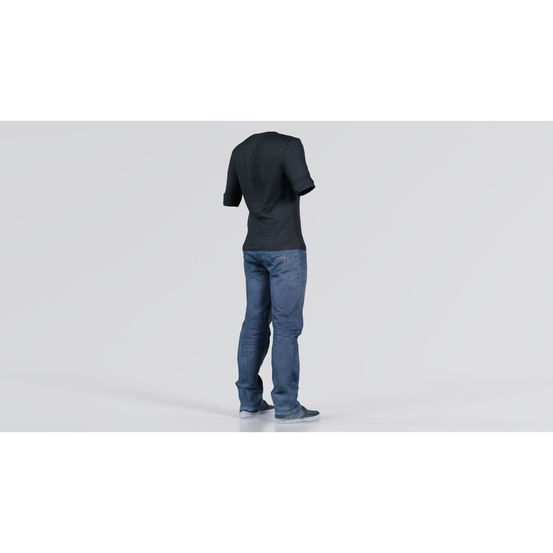 Casual Outfit 3D Model – Low Poly Male Character in Jeans and T-Shirt - View 8