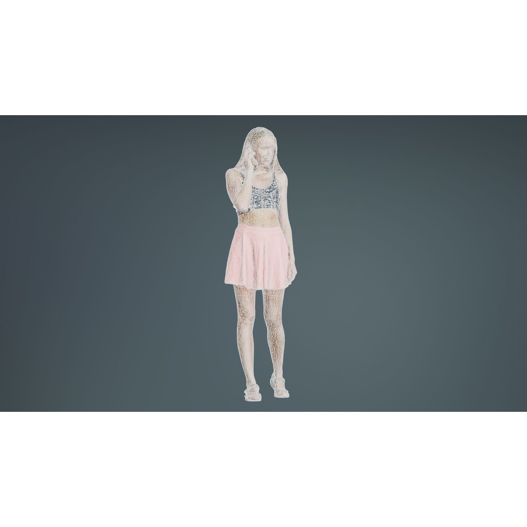 Pink Skirt Woman 3D Model – Low Poly Character with PBR Textures, FBX - View 11