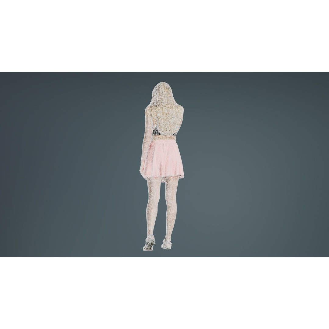 Pink Skirt Woman 3D Model – Low Poly Character with PBR Textures, FBX - View 12