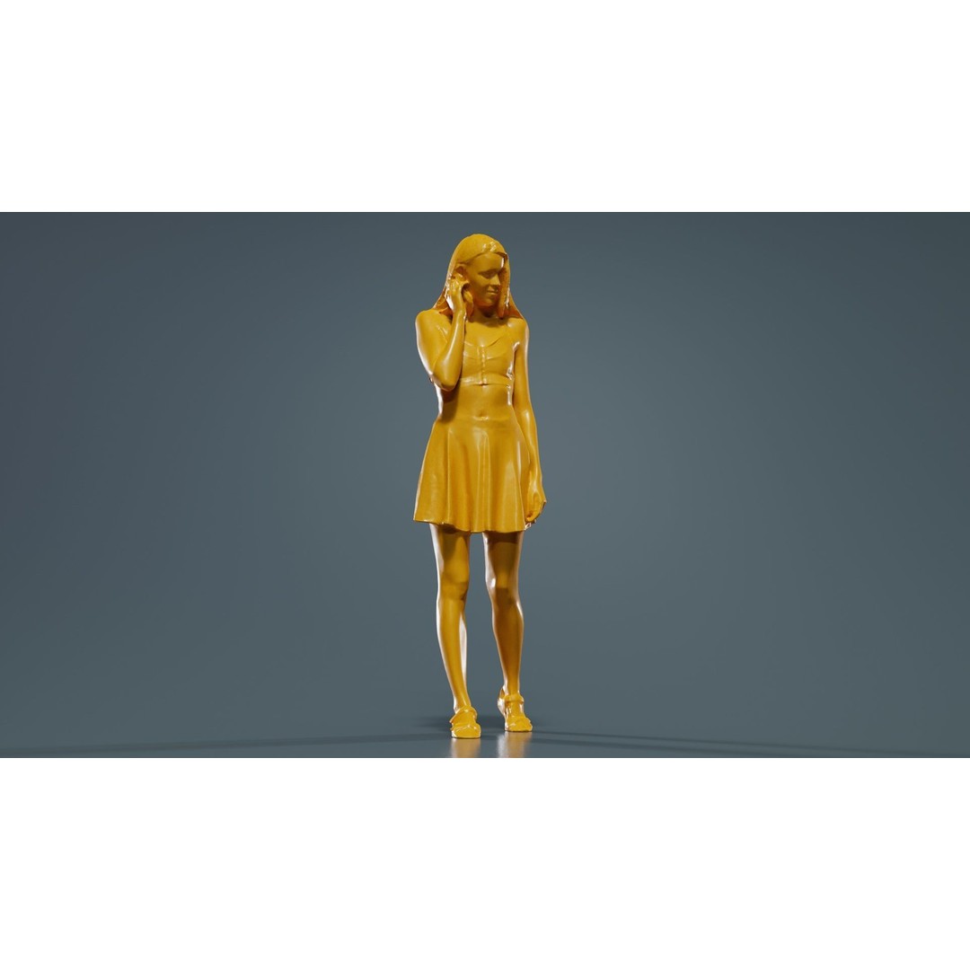 Pink Skirt Woman 3D Model – Low Poly Character with PBR Textures, FBX - View 14