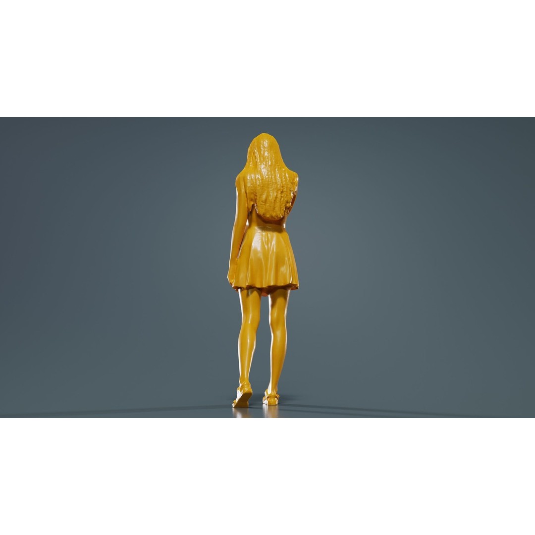 Pink Skirt Woman 3D Model – Low Poly Character with PBR Textures, FBX - View 15