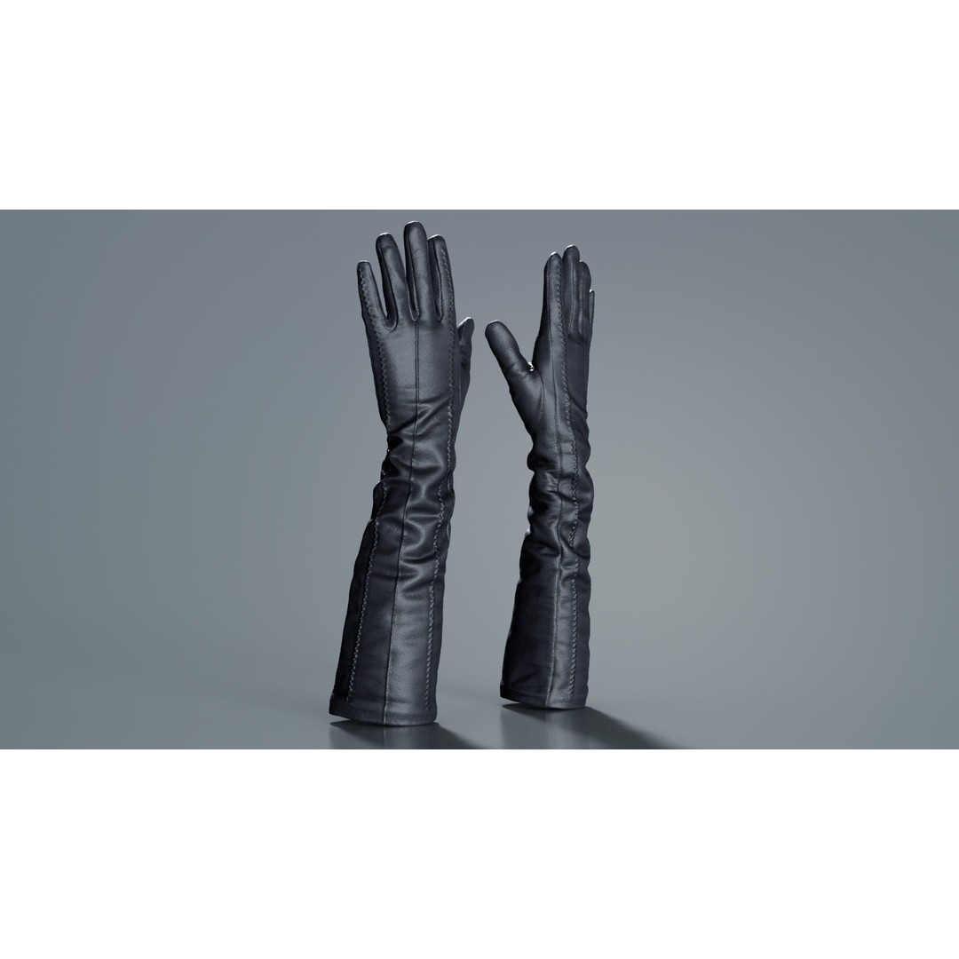 Leather Detail Gloves 3D Model – Low Poly Game Asset, FBX, PBR - View 3