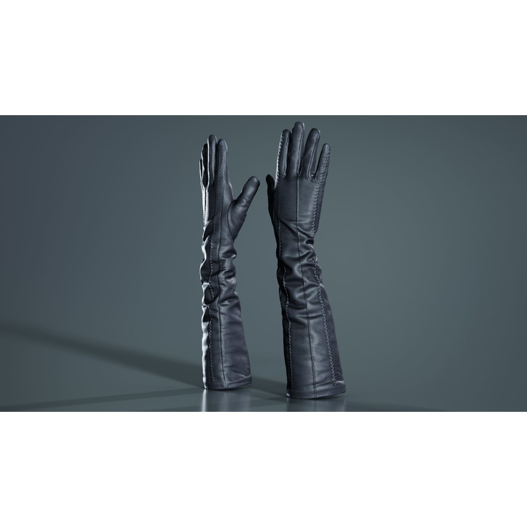 Leather Detail Gloves 3D Model – Low Poly Game Asset, FBX, PBR - View 7
