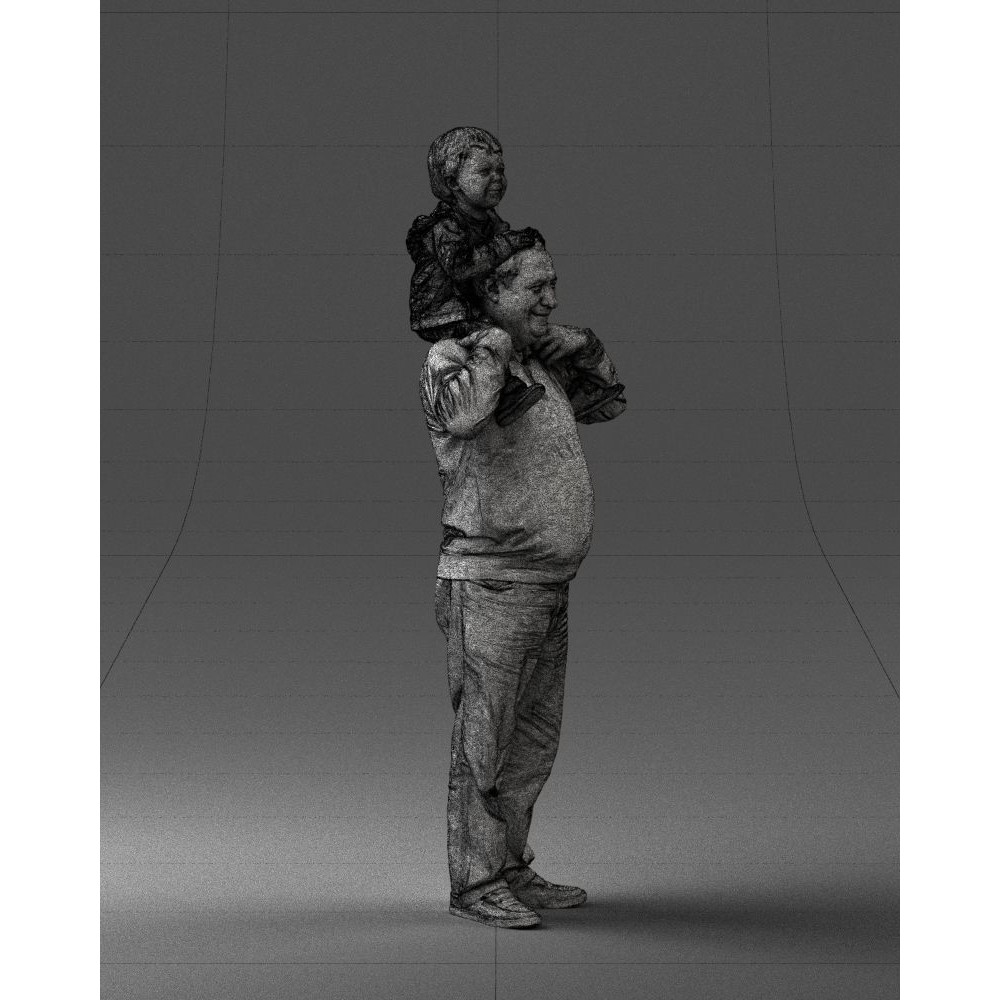 Grandfather with Grandson on Shoulders 3D Model – Realistic Human Character, FBX, OBJ - View 13