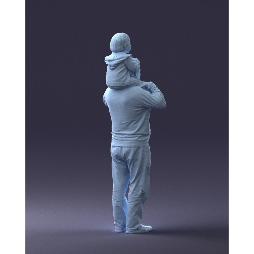 Grandfather with Grandson on Shoulders 3D Model – Realistic Human Character, FBX, OBJ - View 18