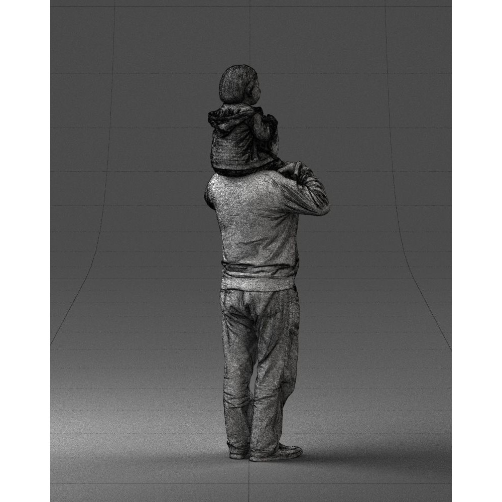 Grandfather with Grandson on Shoulders 3D Model – Realistic Human Character, FBX, OBJ - View 19