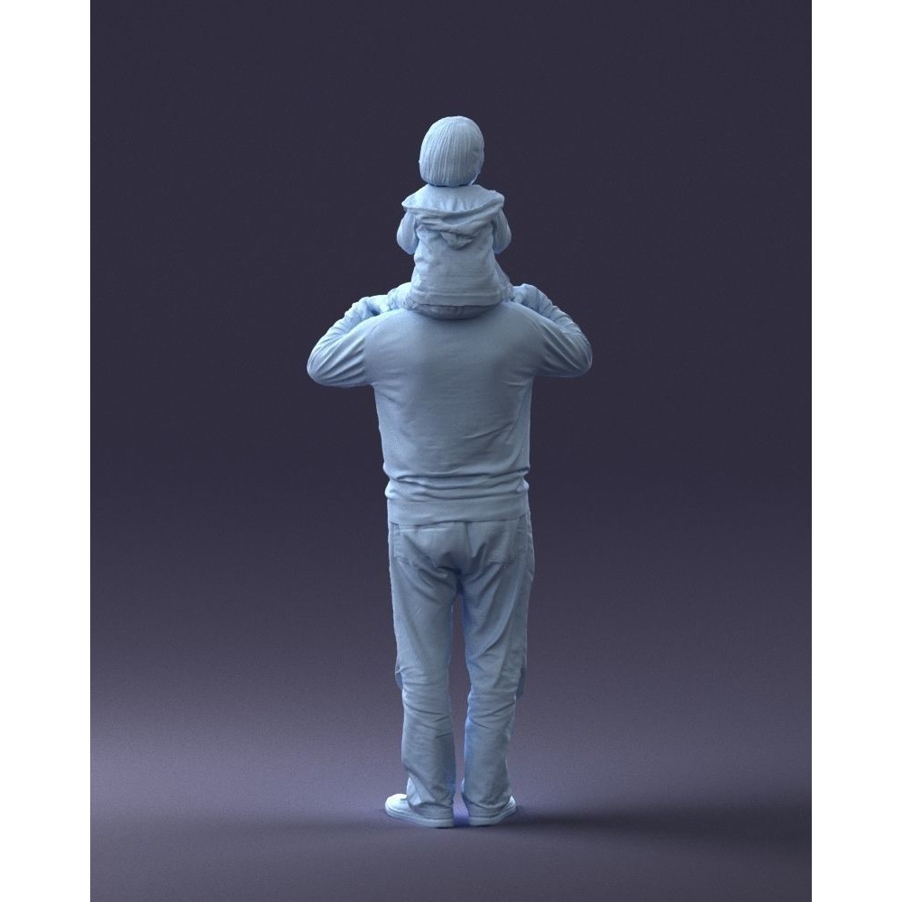 Grandfather with Grandson on Shoulders 3D Model – Realistic Human Character, FBX, OBJ - View 21