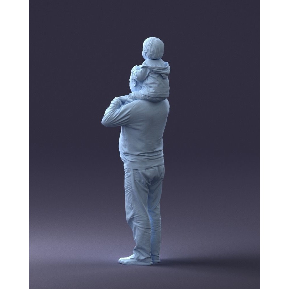 Grandfather with Grandson on Shoulders 3D Model – Realistic Human Character, FBX, OBJ - View 24