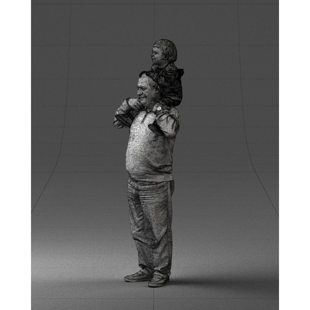 Grandfather with Grandson on Shoulders 3D Model – Realistic Human Character, FBX, OBJ - View 31