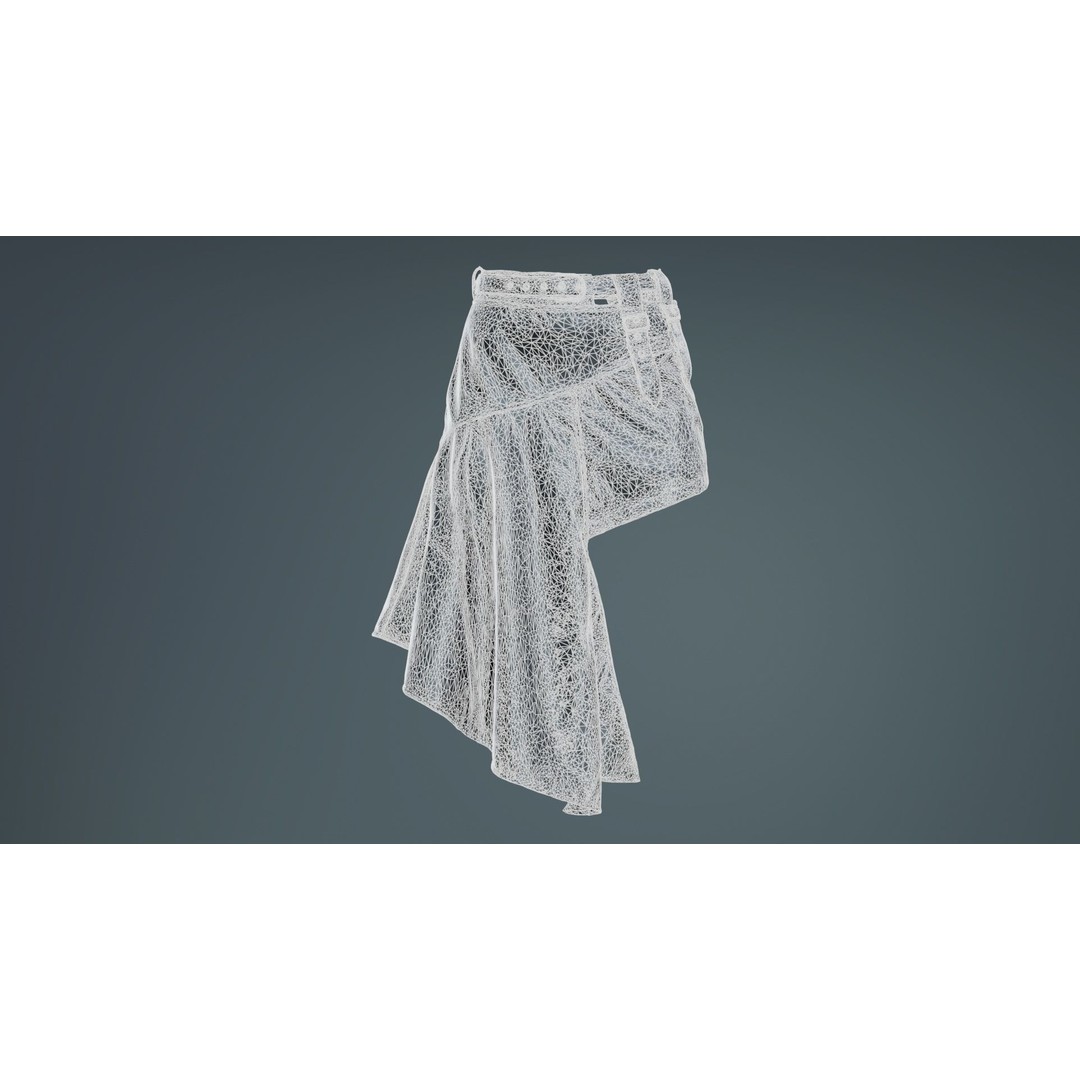 Asymmetric Belts Skirt 3D Model – Low Poly Character Clothing, FBX - View 11