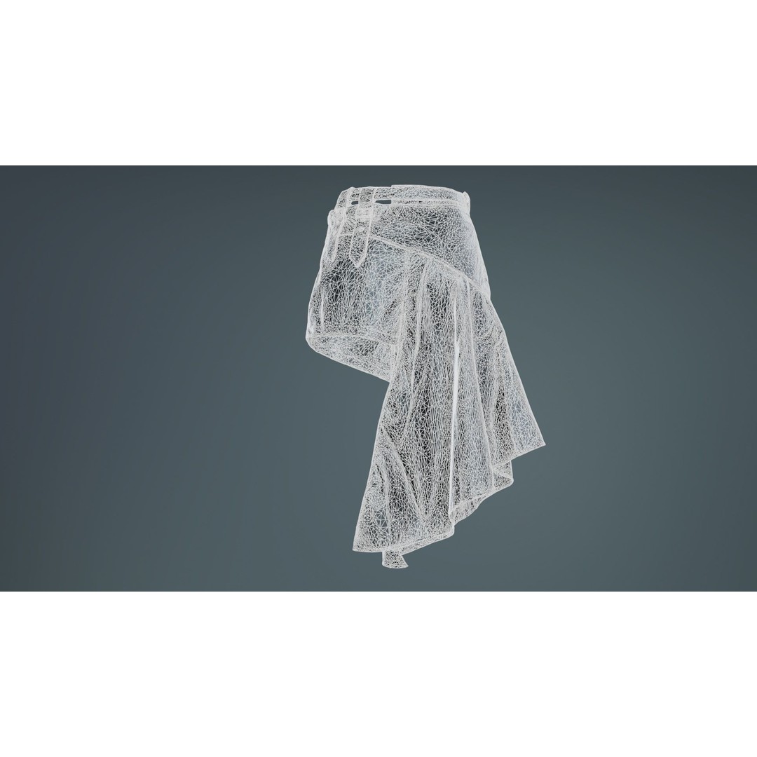 Asymmetric Belts Skirt 3D Model – Low Poly Character Clothing, FBX - View 12