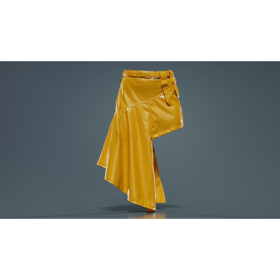 Asymmetric Belts Skirt 3D Model – Low Poly Character Clothing, FBX - View 14