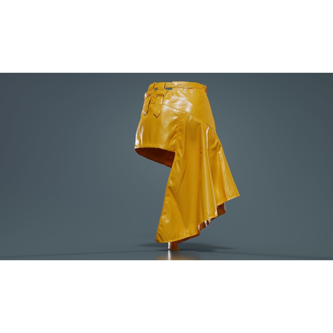 Asymmetric Belts Skirt 3D Model – Low Poly Character Clothing, FBX - View 15